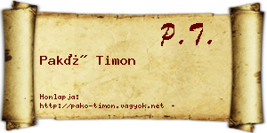 Pakó Timon névjegykártya